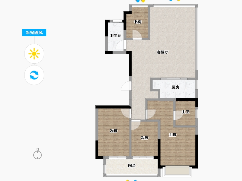 上海-上海市-中铁建万科朗拾花语-112.00-户型库-采光通风