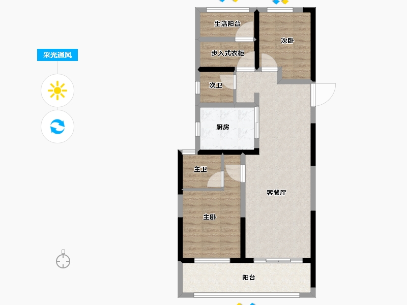 河南省-郑州市-谦祥·雲栖-86.39-户型库-采光通风