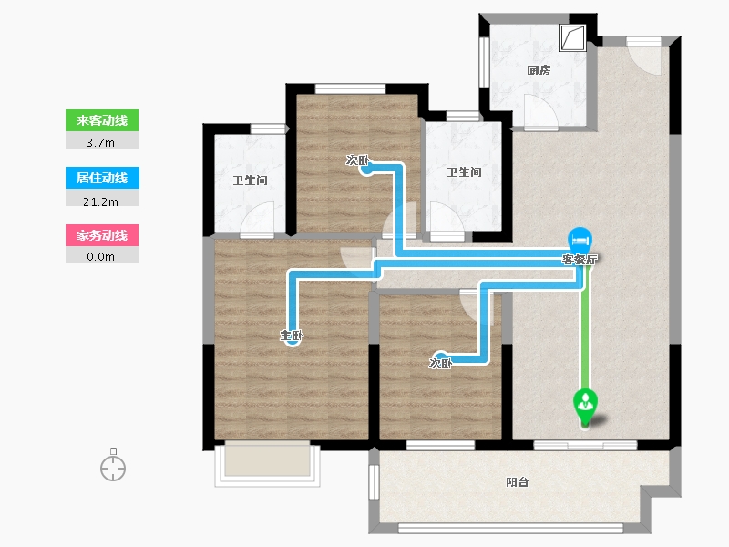 江苏省-镇江市-天地源·时光里-96.80-户型库-动静线