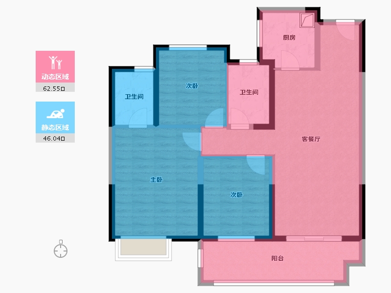 江苏省-镇江市-天地源·时光里-96.80-户型库-动静分区