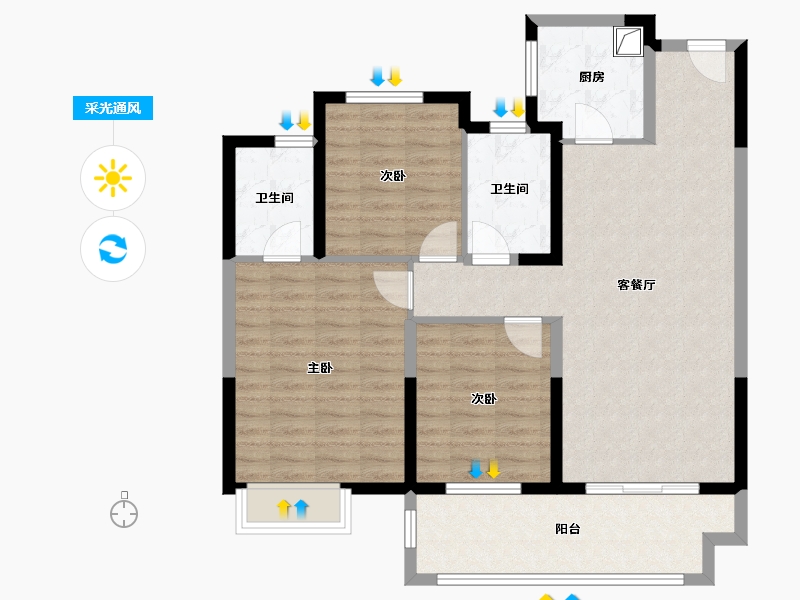 江苏省-镇江市-天地源·时光里-96.80-户型库-采光通风