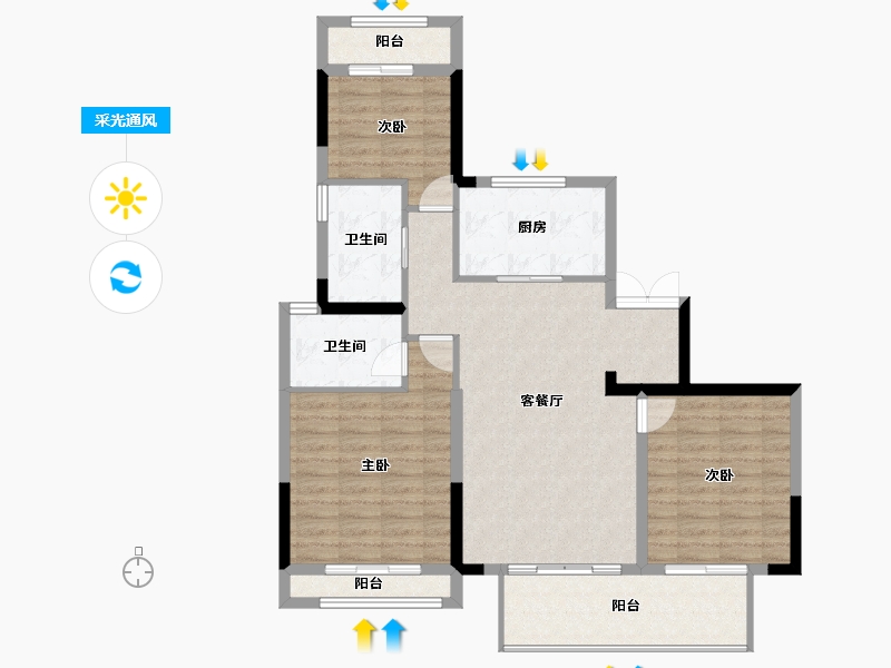 浙江省-温州市-水头·江南壹号院-98.00-户型库-采光通风