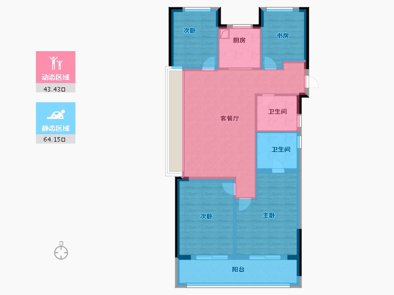 浙江省-杭州市-地铁越秀·星漫云渚-96.80-户型库-动静分区