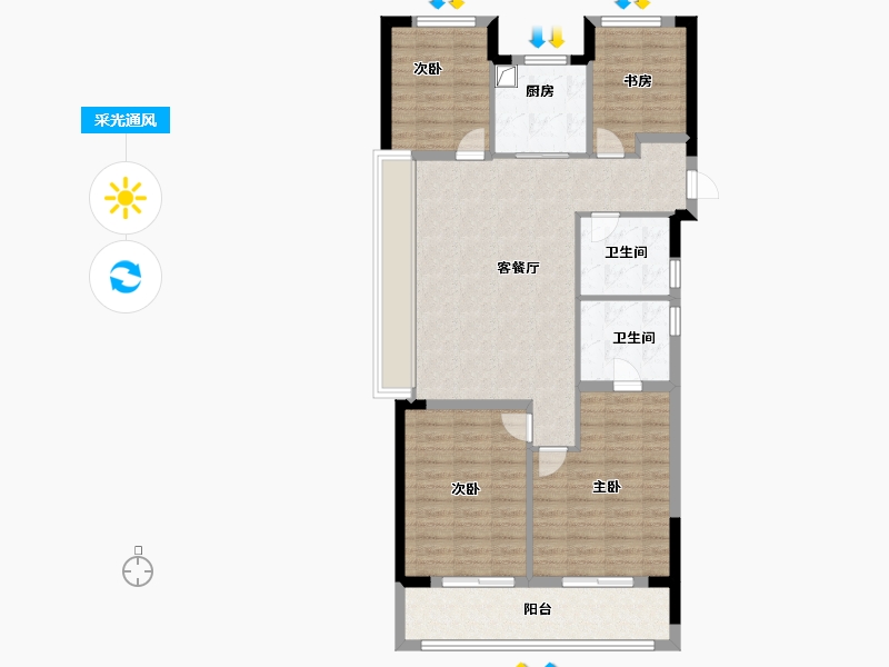 浙江省-杭州市-地铁越秀·星漫云渚-96.80-户型库-采光通风