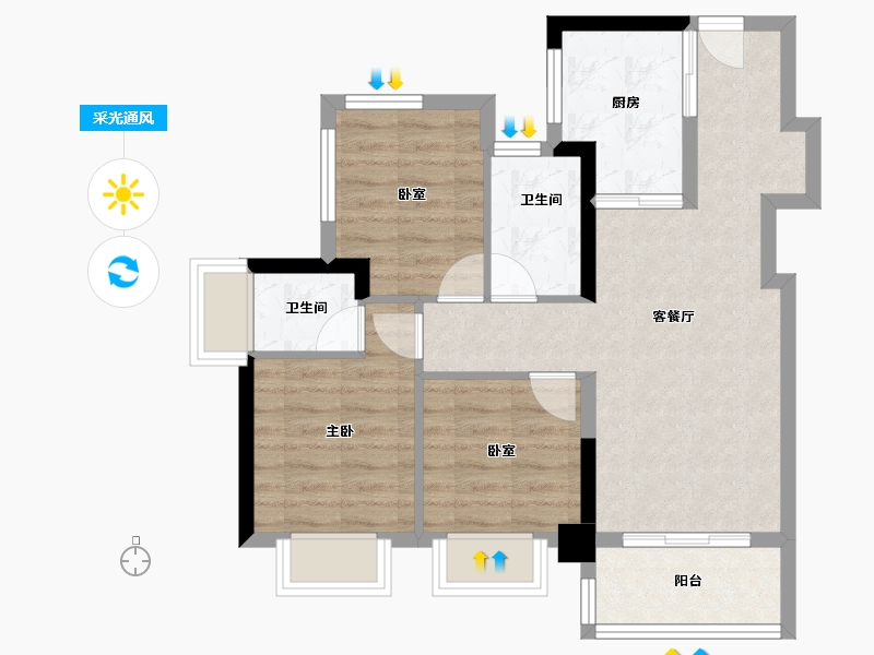 广东省-深圳市-星河盛境3期-66.41-户型库-采光通风