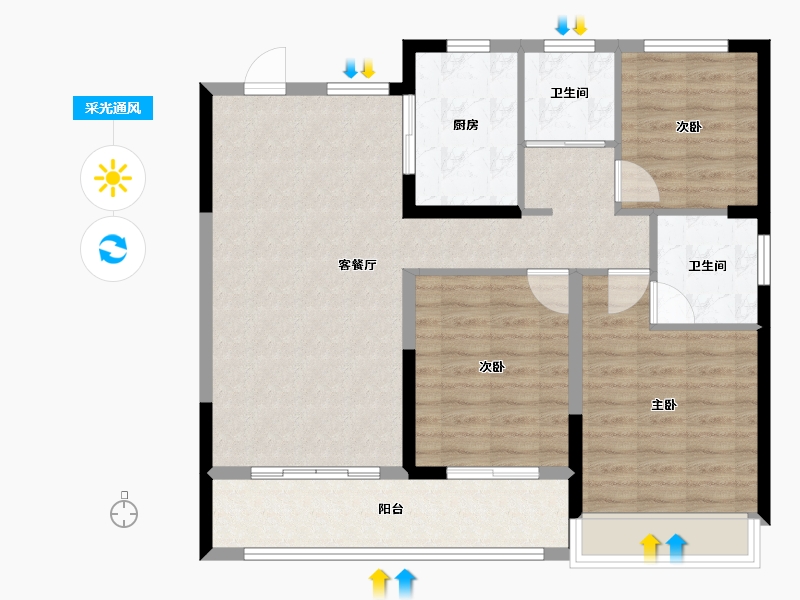 浙江省-嘉兴市-春天学府-94.00-户型库-采光通风