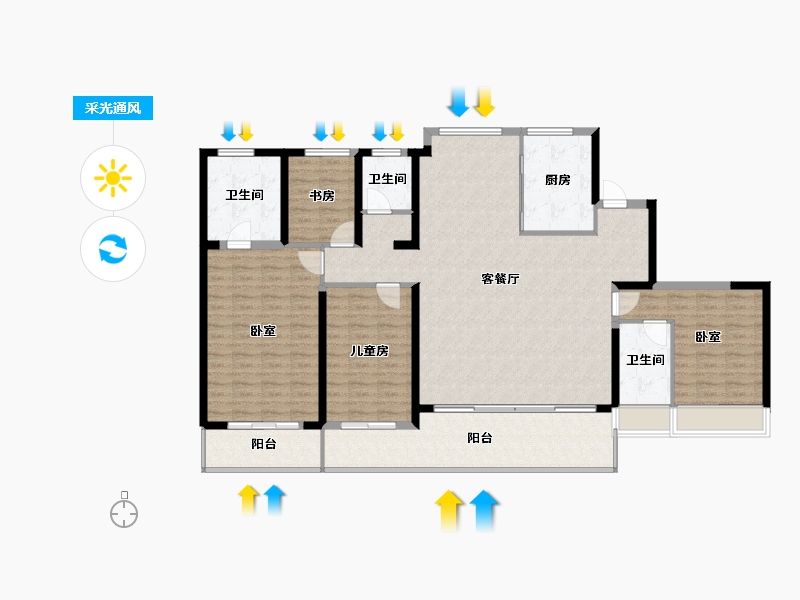 浙江省-温州市-玖望云邸-158.40-户型库-采光通风