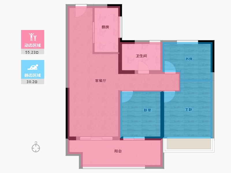 江苏省-常州市-旭辉都会江来-76.00-户型库-动静分区