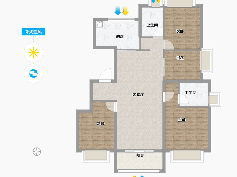 上海-上海市-天安1号-104.00-户型库-采光通风