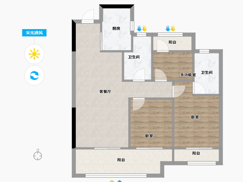 河南省-郑州市-郑轨云麓-80.76-户型库-采光通风