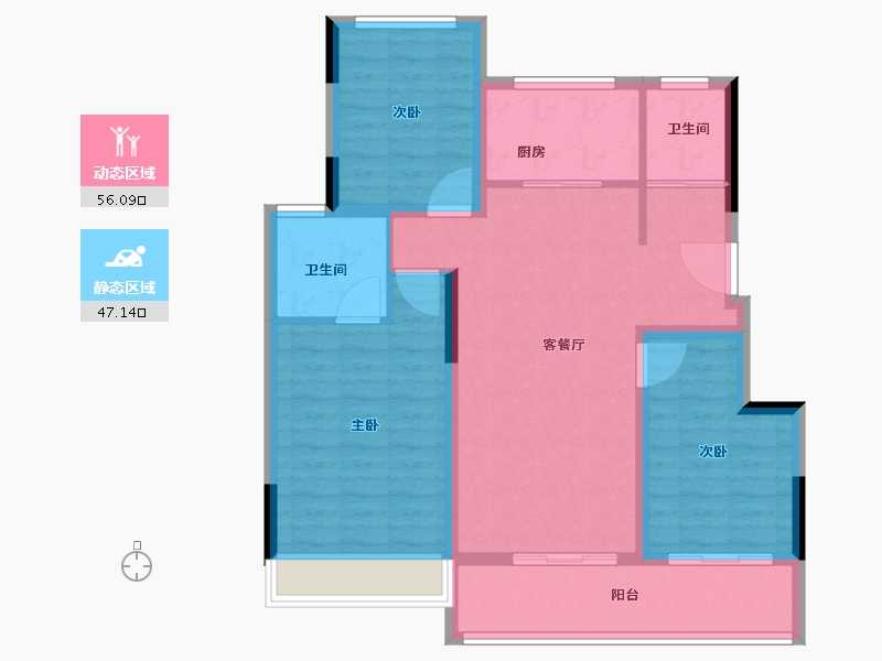 浙江省-绍兴市-蓝城·春风蘭园-92.77-户型库-动静分区