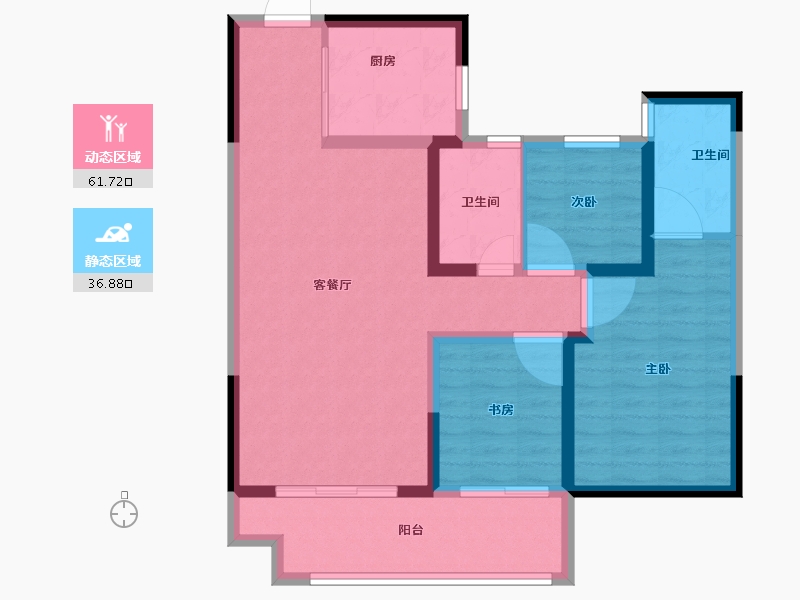 陕西省-西安市-电建·阎良洺悦府-88.00-户型库-动静分区