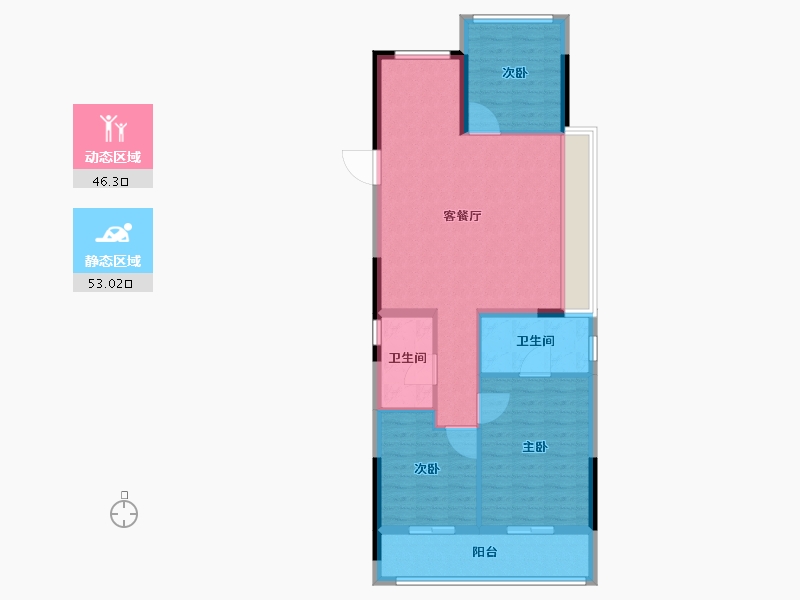 浙江省-温州市-凯迪·云潮中心-90.00-户型库-动静分区