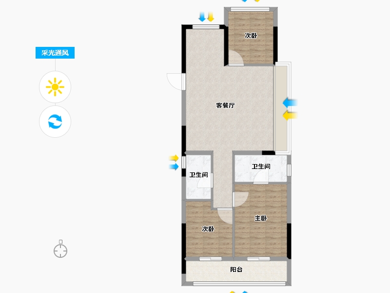 浙江省-温州市-凯迪·云潮中心-90.00-户型库-采光通风