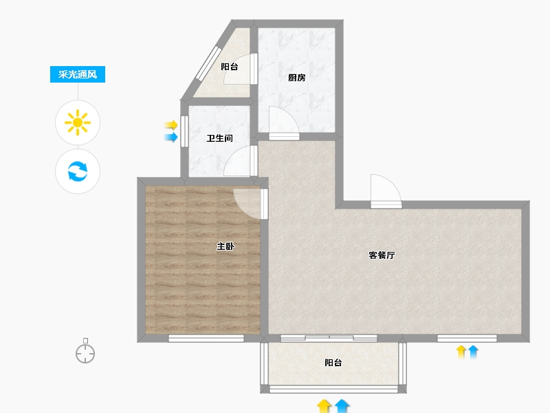 上海-上海市-淮安里-75.58-户型库-采光通风