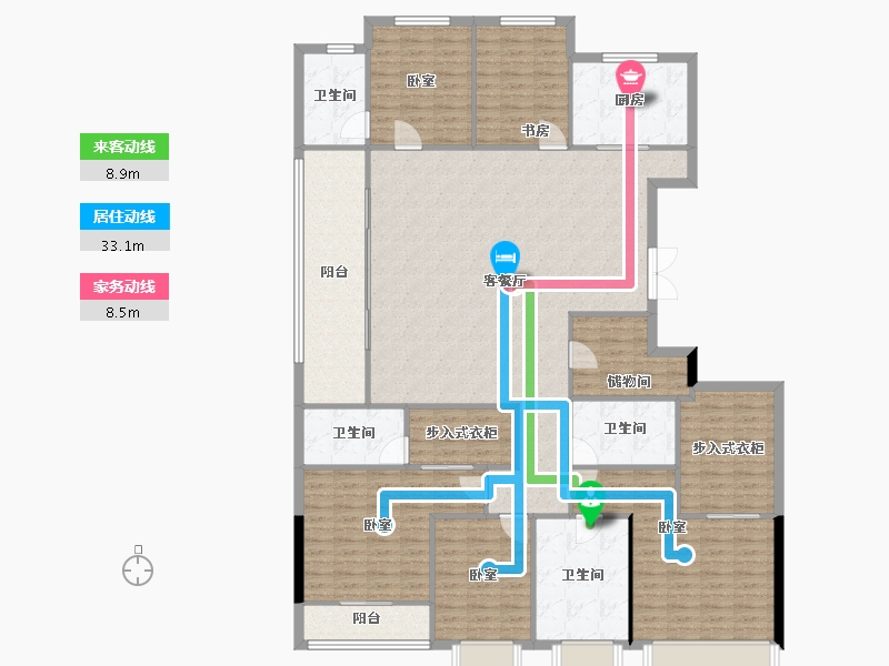 浙江省-杭州市-滨江建杭国泰棠前嘉悦府-189.77-户型库-动静线