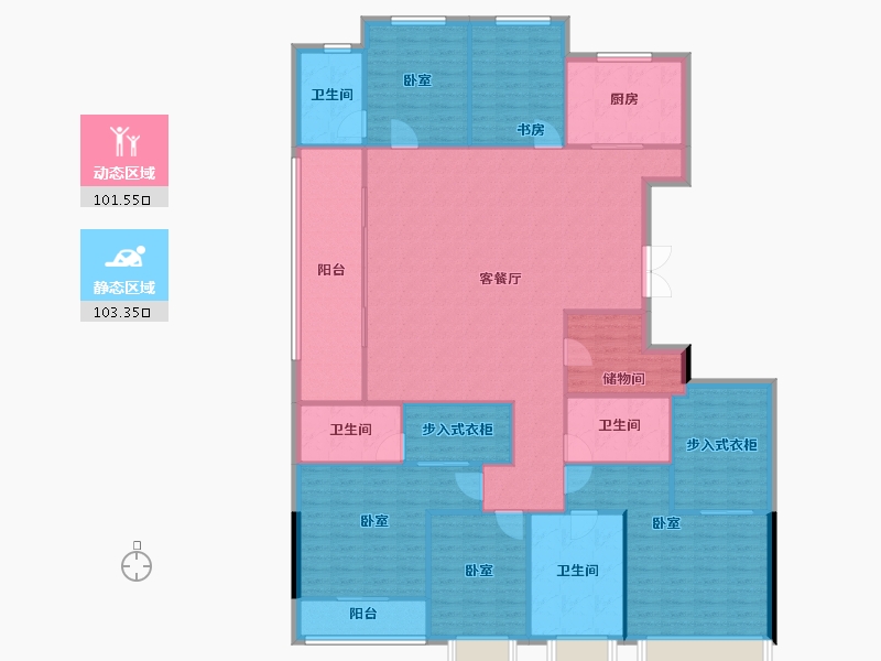 浙江省-杭州市-滨江建杭国泰棠前嘉悦府-189.77-户型库-动静分区