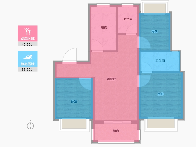 上海-上海市-浦发东望-65.77-户型库-动静分区