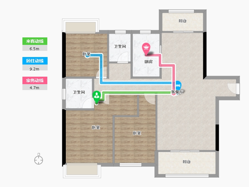 湖南省-永州市-北美枫景-104.23-户型库-动静线