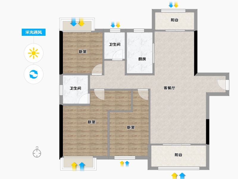 湖南省-永州市-北美枫景-104.23-户型库-采光通风