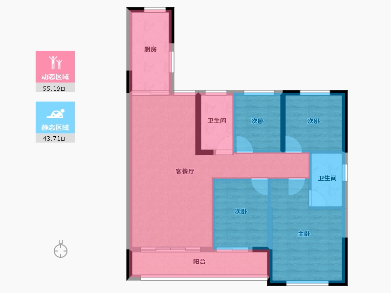 湖北省-武汉市-武汉恒大悦府-88.58-户型库-动静分区