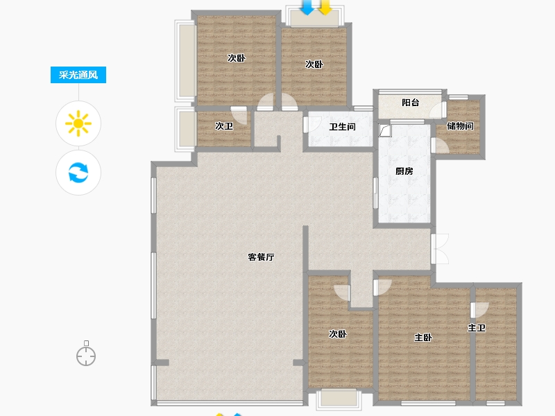 上海-上海市-金融湾·晶二期-231.93-户型库-采光通风