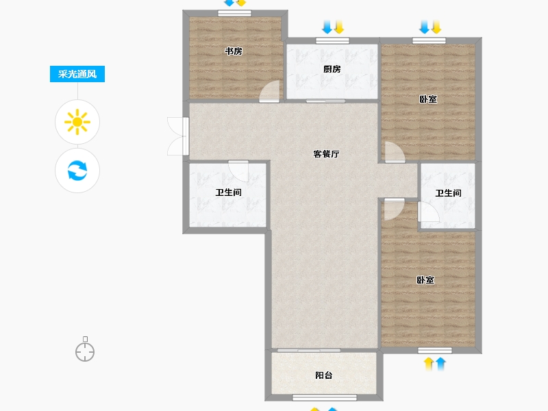 青海省-西宁市-泰来阳光-124.02-户型库-采光通风