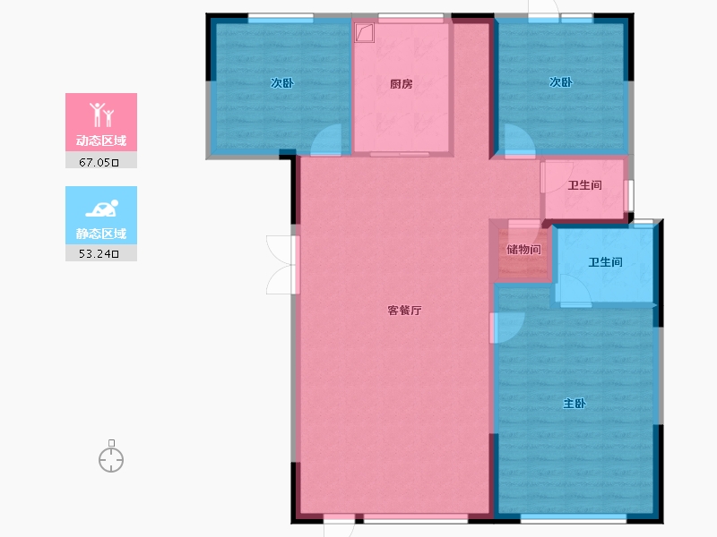 河北省-廊坊市-上善颐园含芳苑2期-109.51-户型库-动静分区