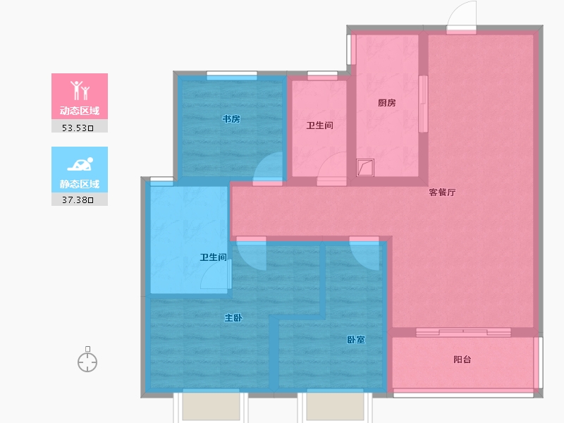 陕西省-宝鸡市-龙泉尚居-80.01-户型库-动静分区