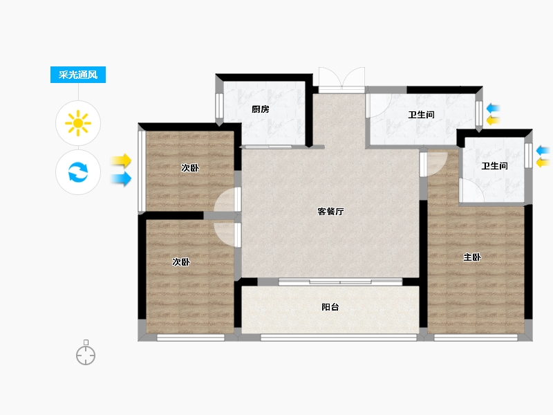 广东省-珠海市-佳兆业水岸华都·湾钻-86.03-户型库-采光通风