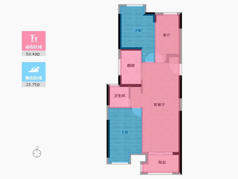 湖北省-武汉市-万科华生柏叶新城-66.40-户型库-动静分区