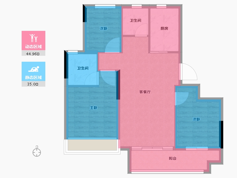 浙江省-绍兴市-蓝城·春风蘭园-72.00-户型库-动静分区