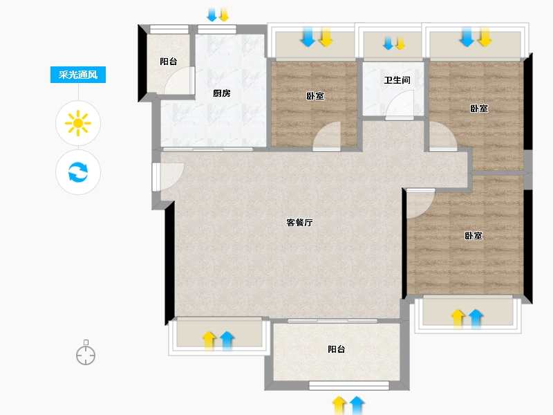 广东省-深圳市-岗宏翰林汇-75.67-户型库-采光通风