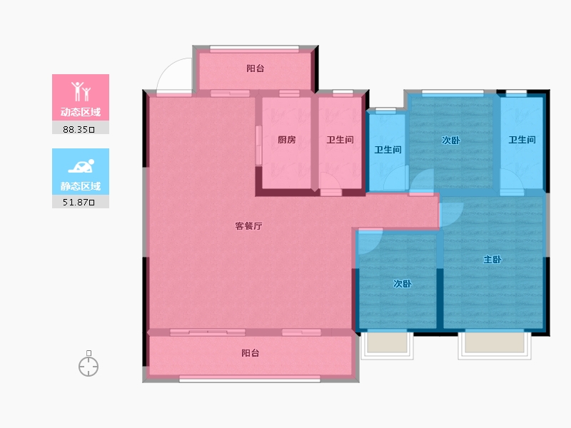 陕西省-西安市-电建·阎良洺悦府-126.00-户型库-动静分区