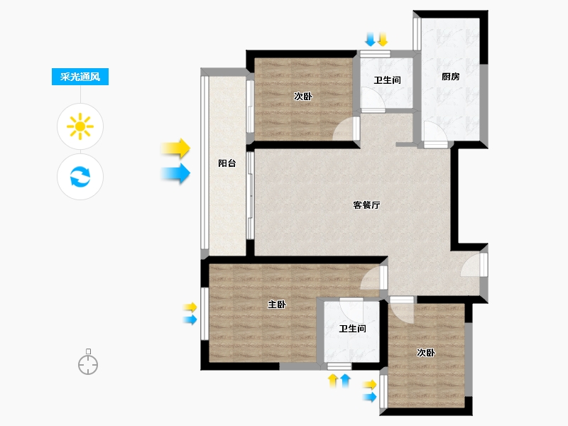 陕西省-西安市-鼎丰源碧馨苑-92.01-户型库-采光通风