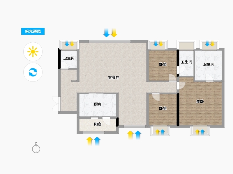 广东省-珠海市-横琴华发金融城·横琴玺-124.02-户型库-采光通风