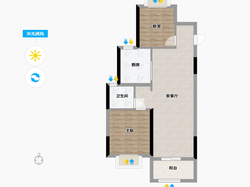 上海-上海市-尚湾林语-64.80-户型库-采光通风
