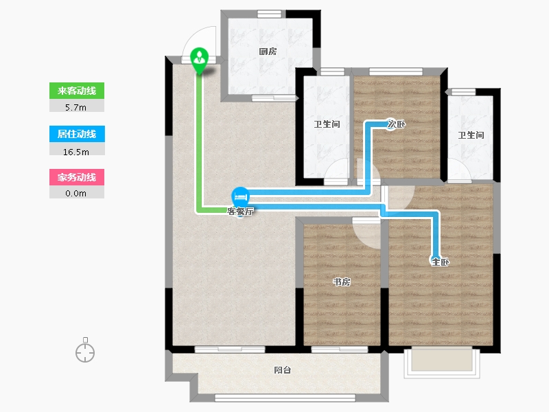 陕西省-西安市-电建·阎良洺悦府-105.26-户型库-动静线