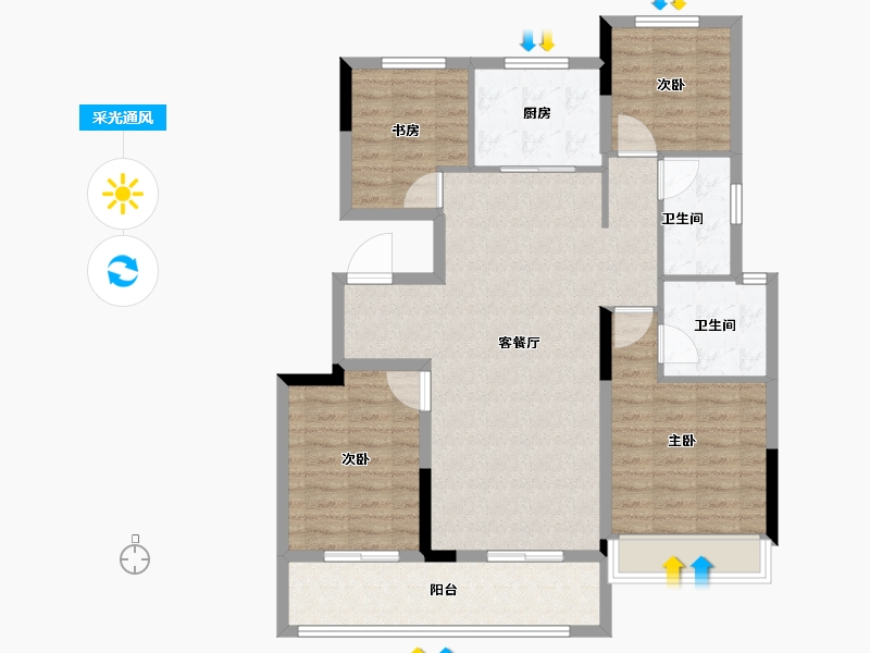 浙江省-绍兴市-蓝城·春风蘭园-102.00-户型库-采光通风