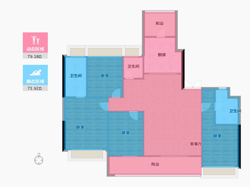 湖北省-武汉市-武汉城建·中央雲璟-141.32-户型库-动静分区