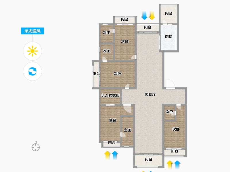 广东省-广州市-星河湾·半岛五號-219.20-户型库-采光通风