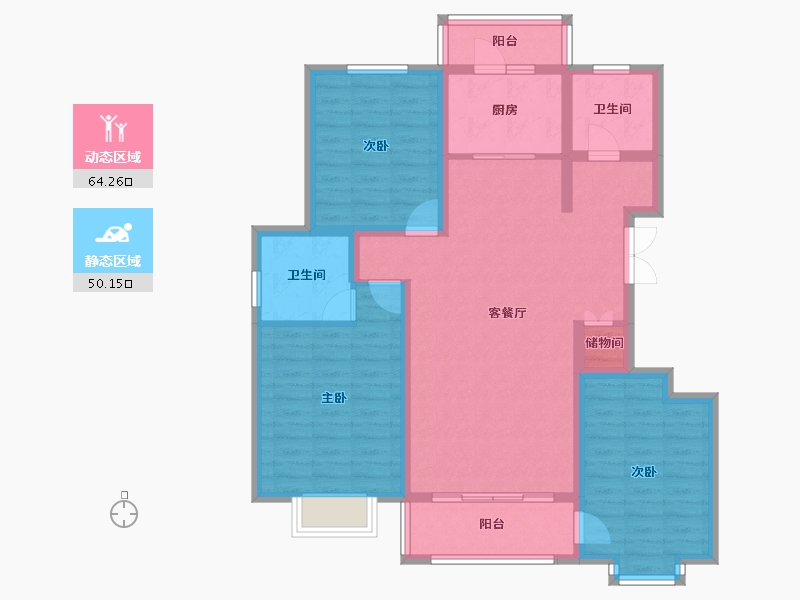 甘肃省-定西市-宏安尚品-101.92-户型库-动静分区