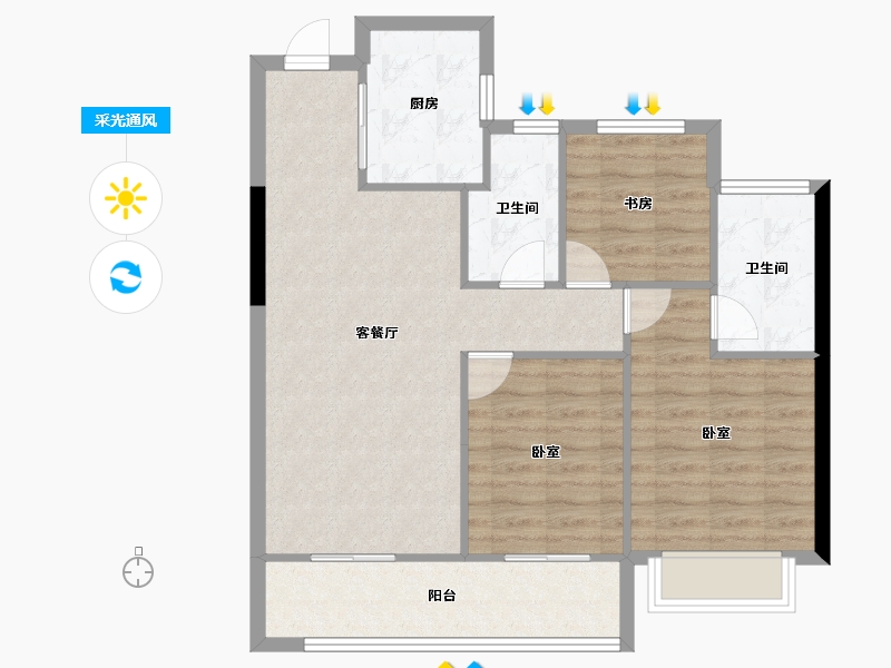 浙江省-杭州市-未来城云上凤栖(人才共有产权房)-81.42-户型库-采光通风