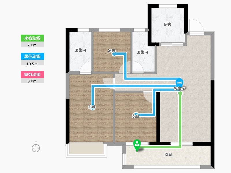 湖北省-武汉市-万科华生柏叶新城-83.99-户型库-动静线