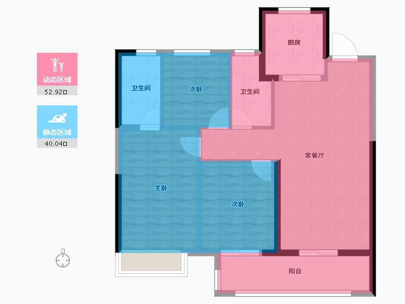 湖北省-武汉市-万科华生柏叶新城-83.99-户型库-动静分区