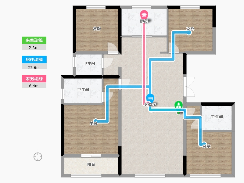 河北省-廊坊市-上善颐园含芳苑2期-125.51-户型库-动静线