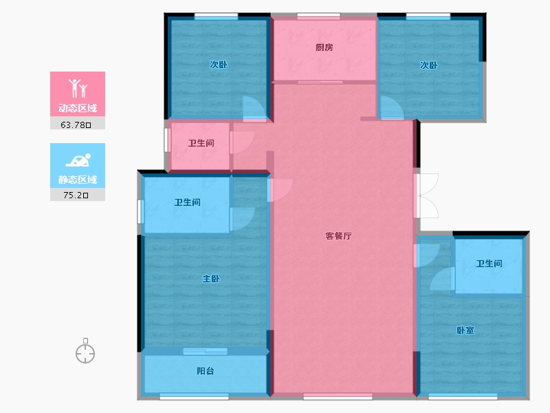 河北省-廊坊市-上善颐园含芳苑2期-125.51-户型库-动静分区