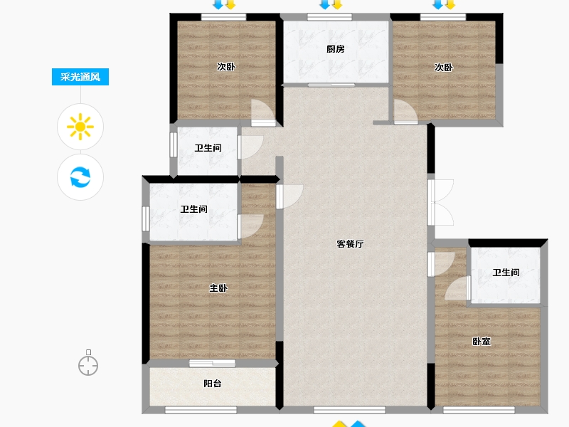 河北省-廊坊市-上善颐园含芳苑2期-125.51-户型库-采光通风