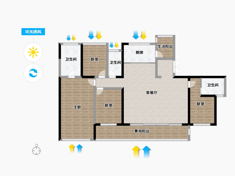 四川省-成都市-天府菁萃里二期-167.58-户型库-采光通风