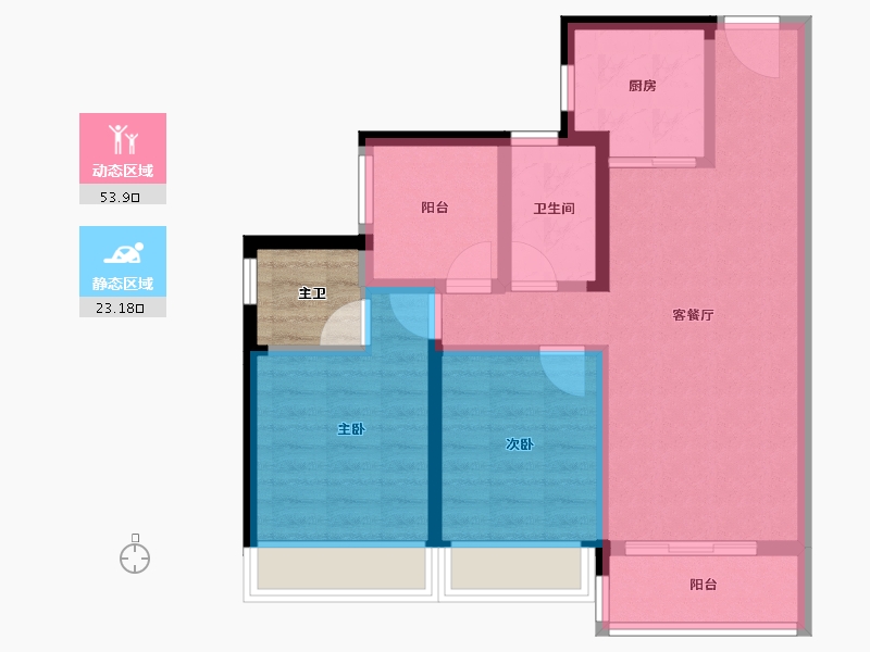 广东省-珠海市-华发水岸新城·水岸华府-71.20-户型库-动静分区